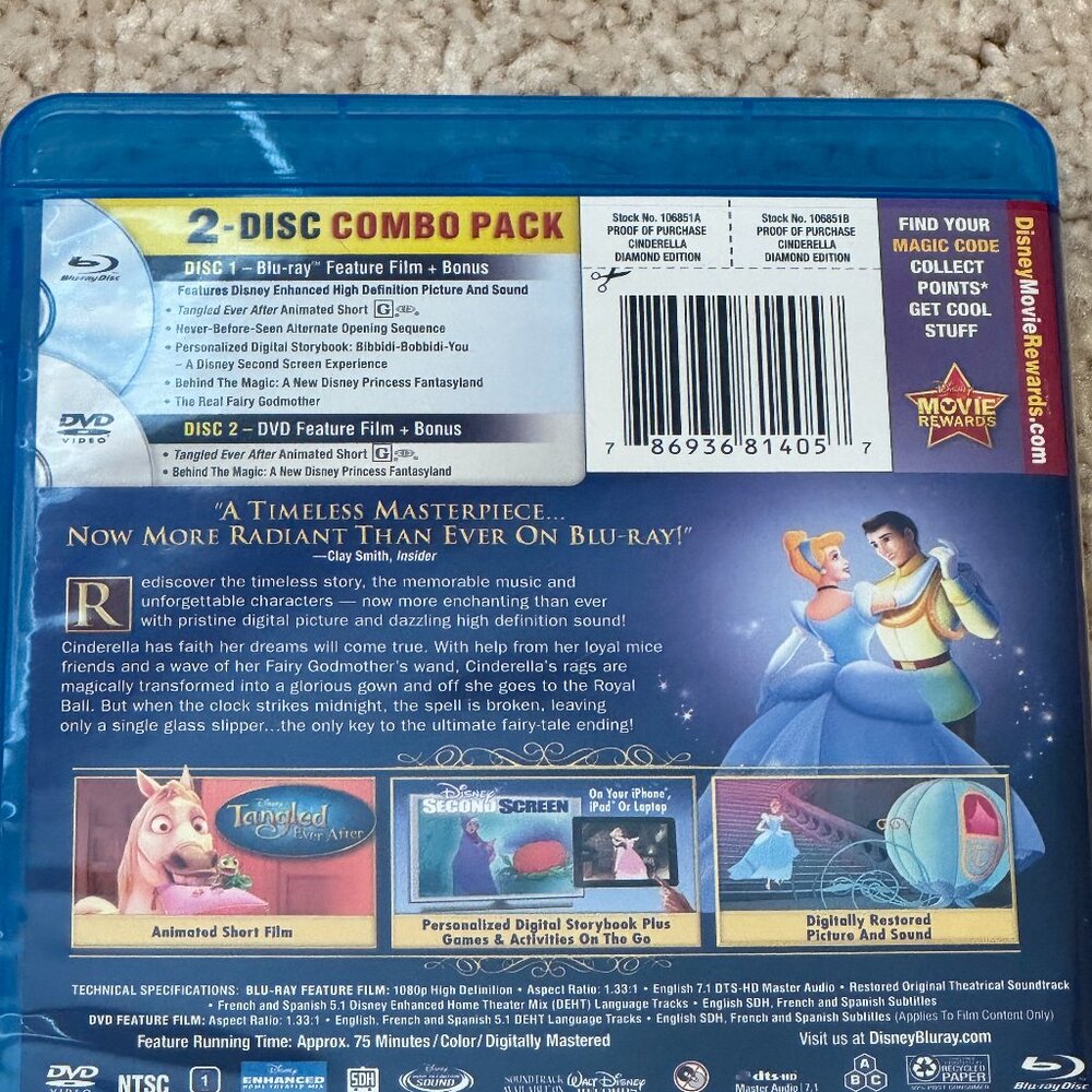 Disney's Cinderella Blu-Ray and DVD Diamond Edition
